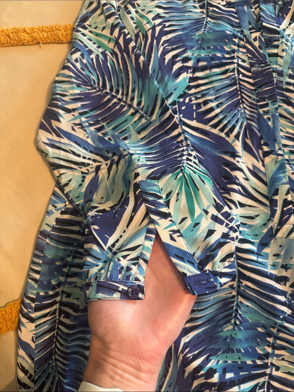 NYDJ Tropical Leaf Print Blouse in Blue and Teal - Picture 8 of 8
